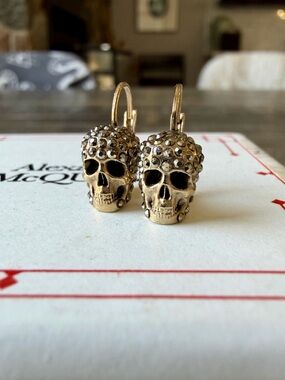 Alexander McQueen Crystal Skull Hoop Earrings